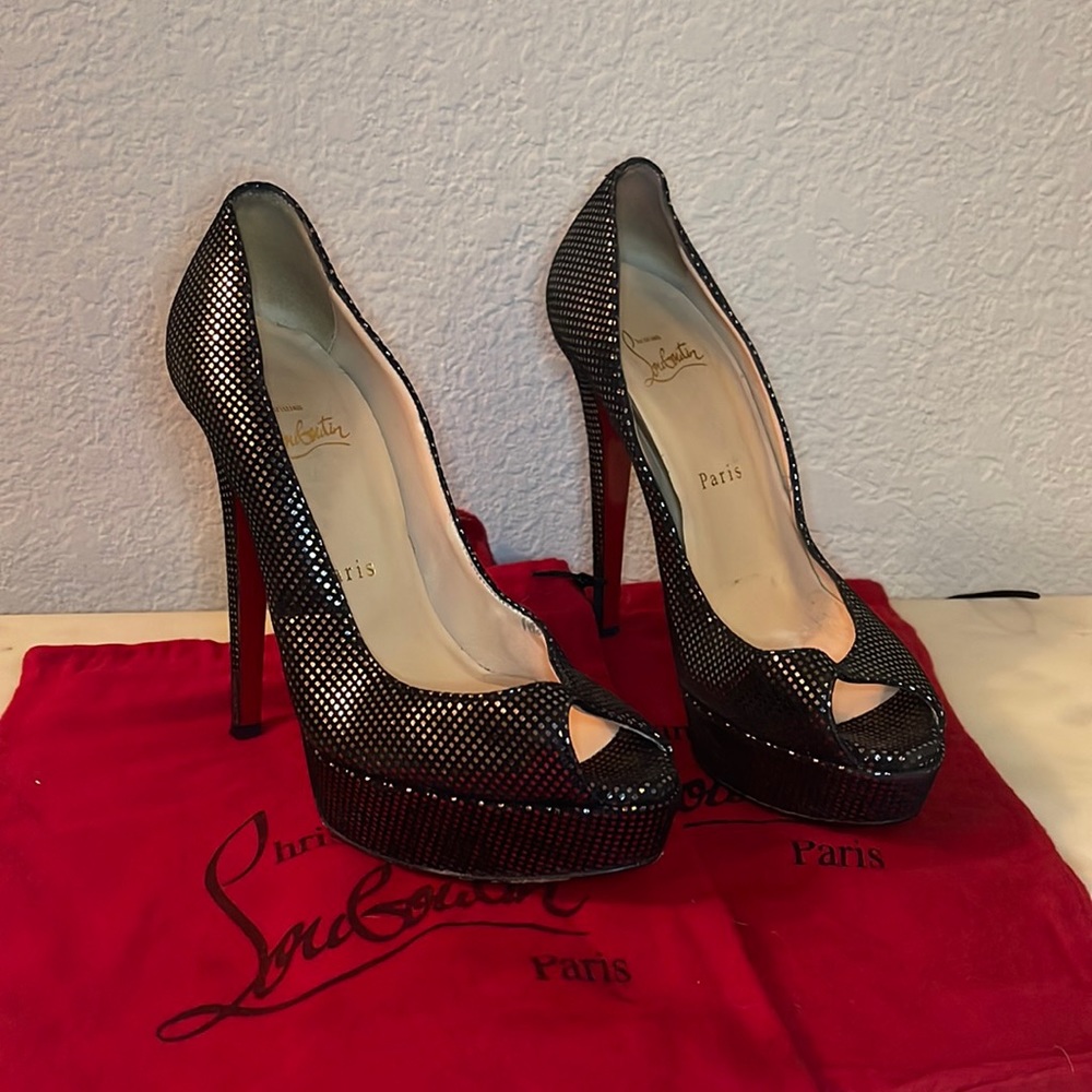 Christian Louboutin- black peep toe pump